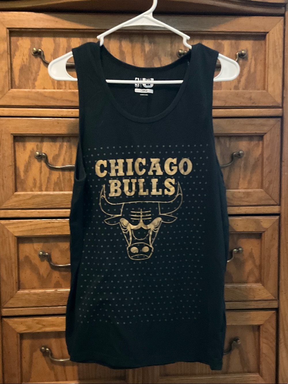 NBA Chicago Bulls Black and Gold Logo Tank Top